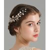 Rumtock Gold Leaves Flower Hair Comb for Wedding Brides Handamade Hair Piece with Pearl Beads Banquet Prom (Gold)