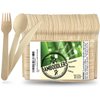 BAMBOODLERS Disposable Wooden Cutlery Set | 100% All-Natural, Eco-Friendly, Biodegradable, and Compostable - Because Earth is Awesome! Pack of 200-6.5” utensils (100 forks, 50 spoons, 50 knives)