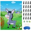 Morcheiong Pin The Tail on The Donkey Party Game with 48pcs Tails for Kids Birthday Party Supplies Donkey Party Favors Farm Party Decorations