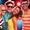 Riuziyi 4 Pack 80s 90s Hip Hop Costumes Outfit, Fake Gold Chain Money Chain, Twist Leg Punk Sunglasses, Dollar Sign Finger Ring for Men Women Rapper Accessories (Gold)