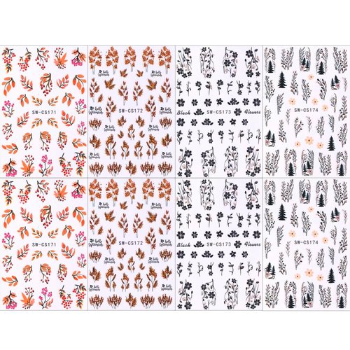 ​​​​8pcs 3D Fall Leaves Nail Art Stickers Cartoon Fall Nail Stickers for Nail Art Supplies Maple Leaf Flower Nail Decals Autumn Decor Nail Sticker Nails Stickers Women Nail Design Stickers for Nails