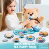 JOYIN Mermaid Tea Party Set for Little Girls, Pretend Tin Teapot Set, Princess Tea Time Play Kitchen Toy with Cups, Plates and Carrying Case for Birthday Easter Gifts Kids Toddlers Age 3 4 5 6