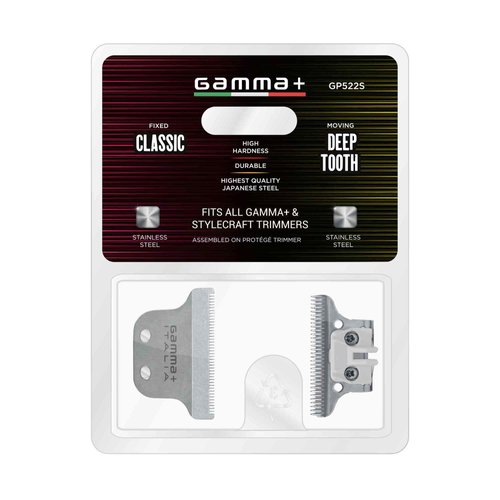 GAMMA+ Replacement Stainless Steel Fixed Blade Set with Stainless Steel Deep Tooth Cutter Trimmer Blade Set