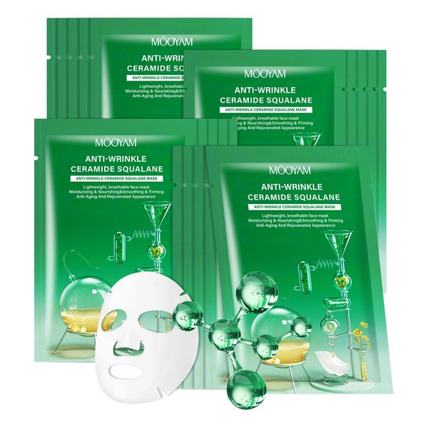IREV 10 Pack Hydrating Face Masks, Anti Aging Face Sheet Masks,Instant Brightening & Moisturizing & Repairing Face Sheet Mask with Hyaluronic Acid, Ceramide, Face Masks Skincare, Spa Face Masks