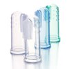 Brilliant Baby Finger Toothbrush - Silicone Gum Massager and Teether Brush for Infant-Toddler, 3 Months Old and Up, Blue/Clear, 2 Count