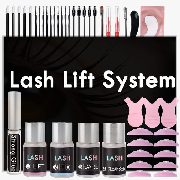 Lash Lift Kit, Lash Lifting At Home, Eyelash Perm With Boost Care, 5 Minutes Keratin Perming Easy To Use Curl Eye Lashes Up to 8 Weeks Semi-Permanent Wave With Strong Glue and Brush