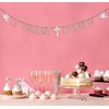 Rose Gold & Silver Glitter Mi Primera Comunión Banner, Primera Comunion Decoracion, First Holy Communion/God Bless This Child, Baptism Christening Theme Mi Bautizo Religious Baby Shower Party Supplies