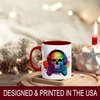 Skull Gamer Design Ceramic Mug, 11oz Coffee Cup with Colorful Headphones and Gaming Controller Theme, Fun Gift for Video Game Lovers, Unique Reusable Eco-Friendly Mug for Hot Beverages, Tea, Milk