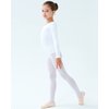 Finihen Girls Leotard Basic Long Sleeve Ballet Dance Leotard White 2-4yrs