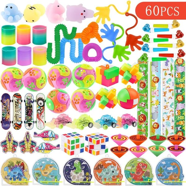 Party Favors, Pinata Stuffers Treasure Box Toys for Classroom 60 pcs Goodie Bags Stuffers for Kids Prize Box Easter Basket Stuffers Toys for Birthday