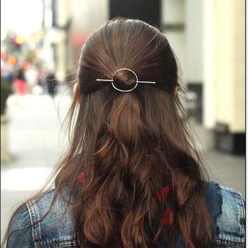 Dreamyn Round Hair Clips Hollow Circle Hair Barrettes Fashion Geometric Hairpins Minimalist Hair Accessories Hair Jewelry for Women and Girls (Silver)