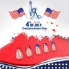4th of july nails，patriotic style french press on nails，independence day nails，square long press on nails， Full Cover Stick on Nails for Woman 24Pcs (nail-014, 12)