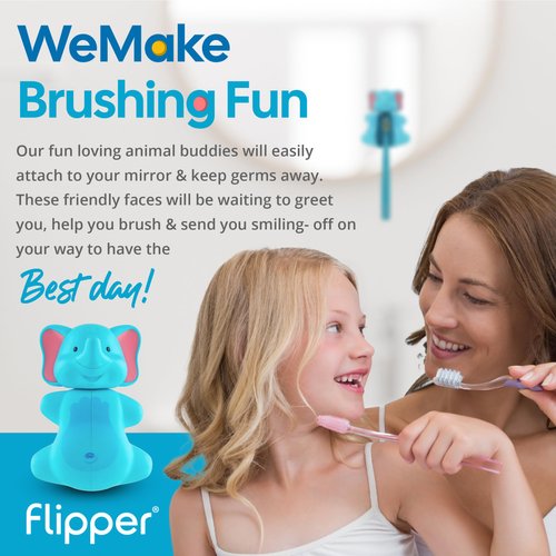 Flipper Fun Animal Panda Toothbrush Cover – Make Toothbrushing Time Fun with our Kids Toothbrush Holder with Cover – Ideal Toothbrush Holders for Bathrooms - Suction Cup Toothbrush Holder