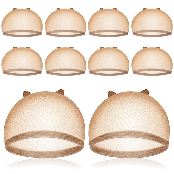 HD Wig Cap, IKOCO 8 Pcs Brown Wig Cap Ultra Thin Wig Cap for Lace Front Wig Nylon Stocking Caps for Wigs Sheer Wig Cap for Women