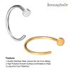 JewelrieShop Nose Rings Hoop 20G Stainless Steel Nose Piercing Jewelry Fake Lip Hoop Rings for Women Men (2pcs,8mm,Steel,Gold Tone)