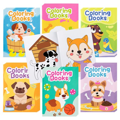 DGjianfei 24PCS Puppy Theme Coloring Books Bulk for Kids Animal DIY Art Drawing Book with Corgi Doggy Patterns for Dog Birthday Party Favors Goodie Bag Filler School Classroom Rewards Prizes Supplies