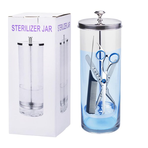 LXIANGN Salon Sterilizer Jar (35 OZ),Barber Glass Jar Cleaning Sanitizing Jar with Removable Basket For Spa,Eyelash Extensions,Nail Tool,Barber Implements