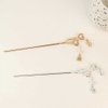 2 Pcs Metal Flower Tassel Hair Pins Vintage Pearl Flower Hair Sticks Retro Hair Chopsticks Elegant Chignon Pins Hair Accessories for Women and Girls (Gold, Silver)