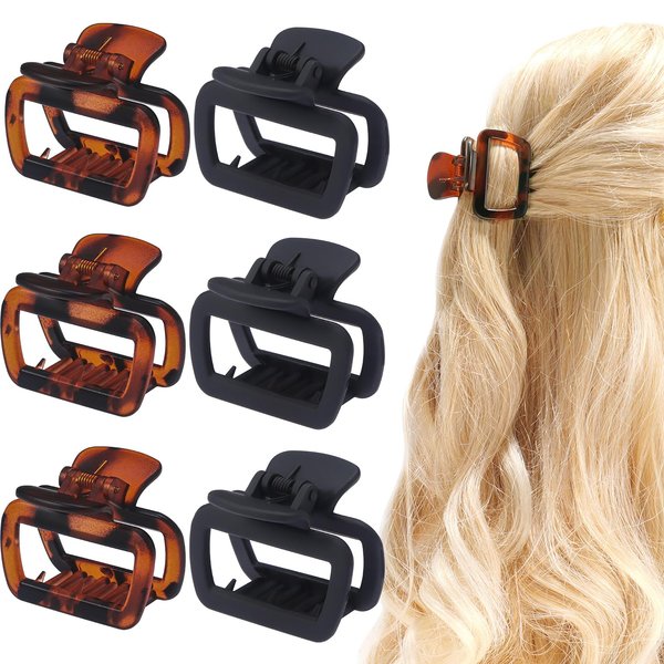 XAJABJW 6 Pack Trendy Small Hair Clips for Women Mom Wife Daughter Girls Girlfriends,Medium Hair Claw Clips for Long Hair,Small Cute Gifts for Female with Thick Hair or Thin Hair