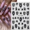 Halloween Nail Art Stickers Black Spider Web Halloween Nail Decals 3D Self Adhesive Halloween Nail Stickers for Nail Art Spider Bat Moon Halloween Day Nail Decorations for Women and Girls, 6Sheets