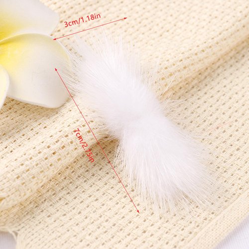 ArrErr 5 Pack Fluffy Fur Bow Mink Fur Pom Poms Plush Bowknot Tie Decor Pompoms 3cm*7cm Charms for Hair Clips Claw DIY Shoes Clothing Hats Costumes Craft Supplies (Pink)