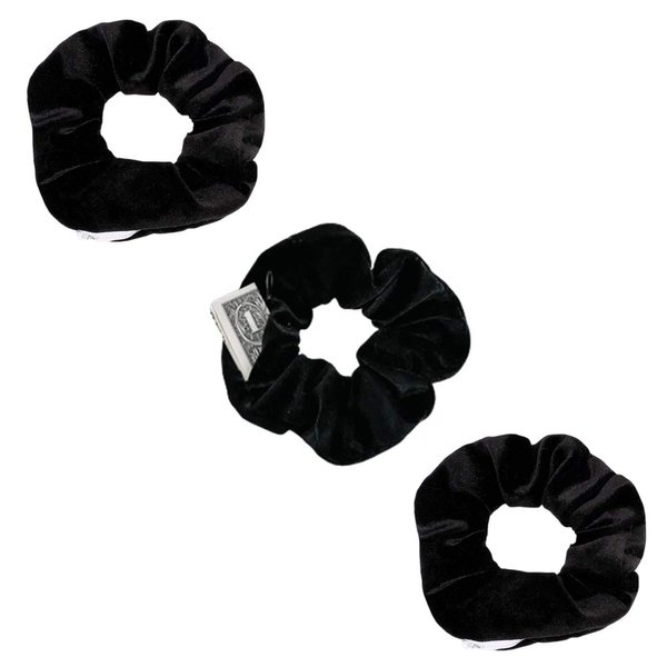 SUNEBOIZ Zipper Scrunchies, Pocket Scrunchie, SECRET & HIDDEN, Velvet Hair Ties Bracelet, Compatible with Apple AirPods 2 & 1, Key Money Chapstick Storage Bag, Elastics Hair Band (Black 3PCS)