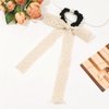 3Pcs Beige Lace Hair Scarf with Ribbon Bow Scrunchies for Women Girls, Pearl Bow Scrunchies for Hair, Ribbon Hair Ties with Bow, Chiffon Hair Ribbon Long Hair Bands Ties Ponytail Holder (Beige)