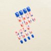 4th of July Extra Short Press on Nails Blue Square FakeNails with Red White Stars Designs Gloss Acrylic Nails Petite Stick on Nails Small Press on Nails Independence Day Manicure Decorations