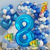 40 Inch Under the Sea Blue Number 8 Balloon, Mini Sea Animal Balloons Ocean Animal Foil Balloon, Seahorse Fish Balloons for Boys Girls Sea Theme 8th Birthday Baby Shower Party Decoration