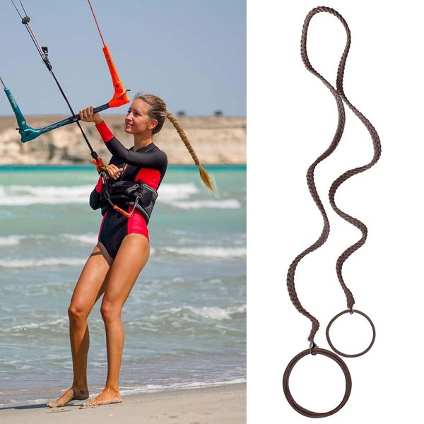 1 Pack 35" Brown Hair Ties No Damage for Women, Elastic Hair Bands for Thick Long Curly Hair Spiral Ponytail Holders Pony Tails Hair Wrap for Water Wind Swimming Diving Motorcycle Rides Skiing Surfing