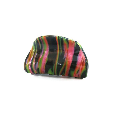 Generic Medium size mixed black pink green marbled hair claw clip