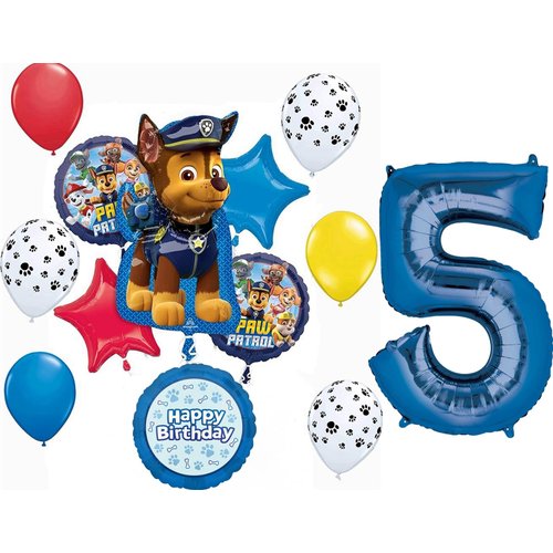 Anagram Paw Pups on Patrol 5th Birthday Party Supplies Chase 13pc Balloon Bouquet Decorations