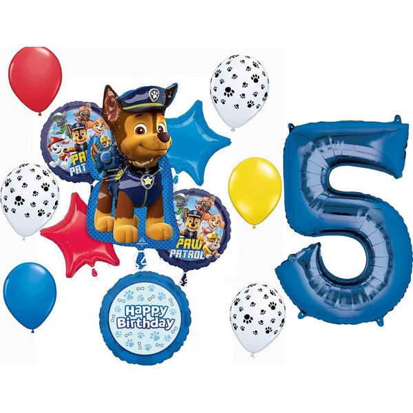 Anagram Paw Pups on Patrol 5th Birthday Party Supplies Chase 13pc Balloon Bouquet Decorations