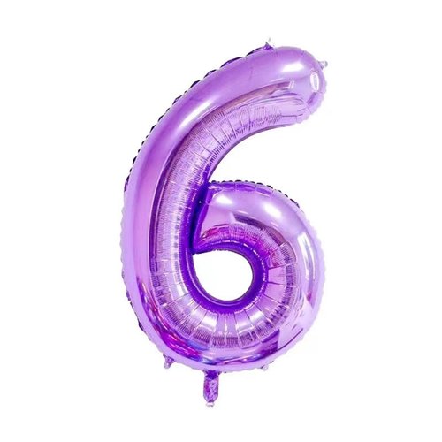 grnsce 40 Inch Purple Number 6 Crown Balloons Set, 6th Birthday Balloons for Girls, 6th Wedding Anniversar Celebration Decorative Balloons. (6)
