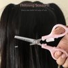 Ergonomic Safety-Lock Hair Scissor Set – Professional Precision Cutting & Thinning Shears with Secure Slide Lock for Children and Adult - Pink