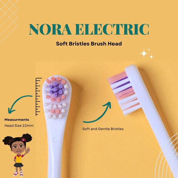 Our Reflections Kids Battery Powered, 2 Toothbrush Heads, Soft Bristles, Ages 3 and up. Diversity Girl Nora, Boy John (Nora Electric Toothbrush, Pink)