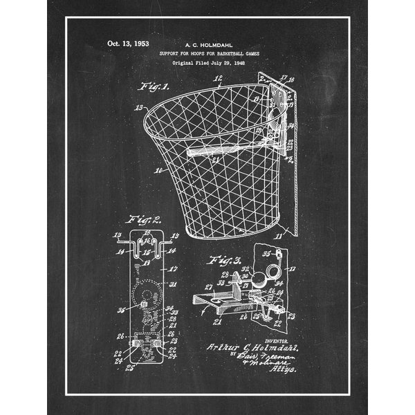 Support for Hoops for Basketball Games Patent Print Chalkboard with Border (5" x 7") M12609