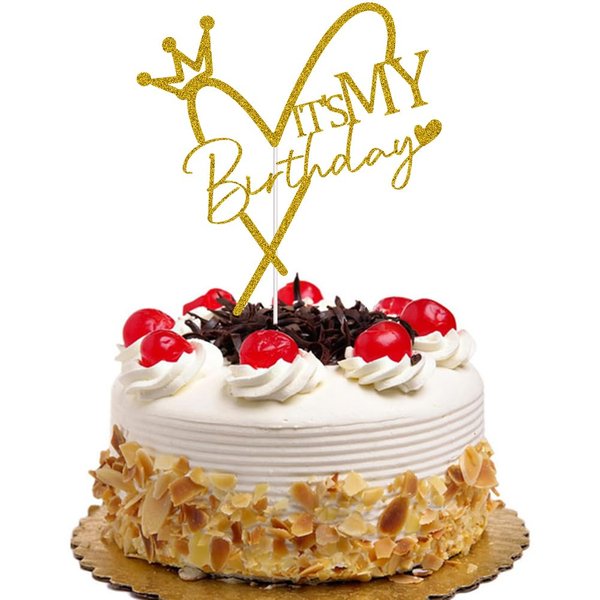 QXQXBA It's My Birthday Cake Topper, Happy Birthday Cake Decor, Boys Girls Birthday Party Decorations Gold Glitter