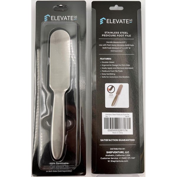 Professional Pedicure Foot File - Stainless Steel Foot File | Double Sided Food Scrubber | 8.25” L | Works with Pedicure File Refills | Heel File for Foot Pedicure Kit