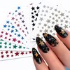 Stars Nail Art Stickers 3D Star Glitter Nail Design Decals Black White Gold Sliver Pink Red Stars Nail Stickers for Nail Art Supplies Independence Day Stars Charms Stickers for Nail Decoration-10 Pcs