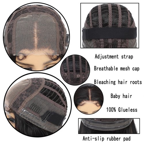 Kiqibeauty Body Wave Lace Front Wigs Human Hair Pre Plucked HD Lace Frontal Wigs 4x4 Glueless Human Hair 150 Density Natural Black Wigs for Women Human Hair Lace Front Wig with Baby Hair