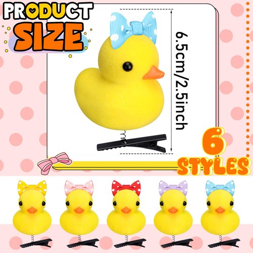 Croknit 12 Pcs Bowknot Yellow Duck Hairpin Set Summer Duck Hair Clips for Adults and Children Kawaii Cartoon Duck Hair Accessories for School Home Party Props