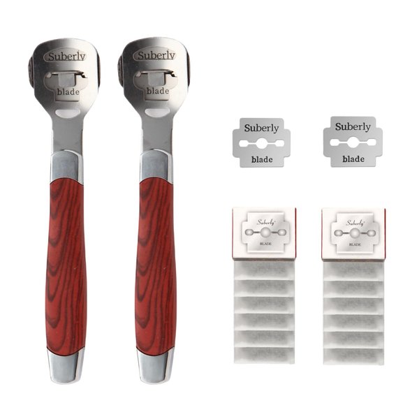 2 Pack Pedicure Callus Shaver Set - Stainless Steel Foot File Callus Remover with 20pcs Blades and Plastic Handle,Foot Care Pedicure,Foot Callus Shaver Hard Skin Remover
