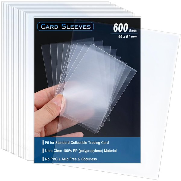 ADVcer 600 Pack Card Sleeves, 2.5" x 3.5" Acid Free PP Ultra Clear Collectible Trading Card Protective Sleeves for Standard Board Games, MTG Magic The Gathering, Yugioh, Baseball Football Sports Cards