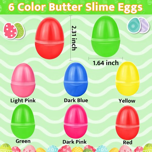 12 Pack Easter Eggs Fillers Butter Slime Kit, Easter Egg Stuffers Easter Slime Toys Easter Eggs for Easter Eggs Hunt Filling Treats Stuffer Easter Party Favor