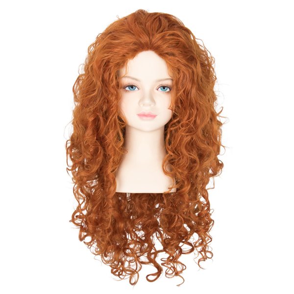 Missuhair Princess Costume Wig for Kids Long Auburn Spiral Curly Hair Halloween Cosplay Wig