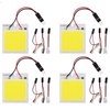 Everbright 4-Pack White Led Panel Dome Light Lamp, COB 48-SMD Led Interior Car Lights Auto Led Dome Lights Interior with T10 /BA9S/ Festoon Adapters, DC-12V