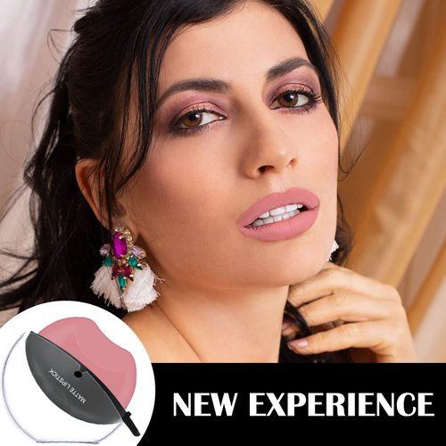 DAGEDA Matte Lipstick,Matte Velvet Lazy Lipstick Lip Shape, Long Lasting High Pigmented Non-stick Cup Lip Gloss, Waterproof Easy to Color Lipstick Lazy Lip Makeup（Cherry Blossom Pink）