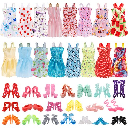 UPINS 16 Pack Doll Clothes Accessory Party Grown Clothes Outfit and 20 Pairs Doll Shoes Compatible with Doll