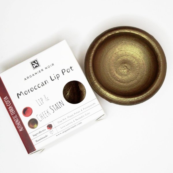 Arganier Noir Moroccan Lipstick- Authentic Moroccan Lip stain Pot| Terracotta Pot- Lip and Cheek Stain